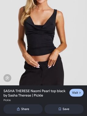 Sasha Therese Black Cowl Neck Tank Top